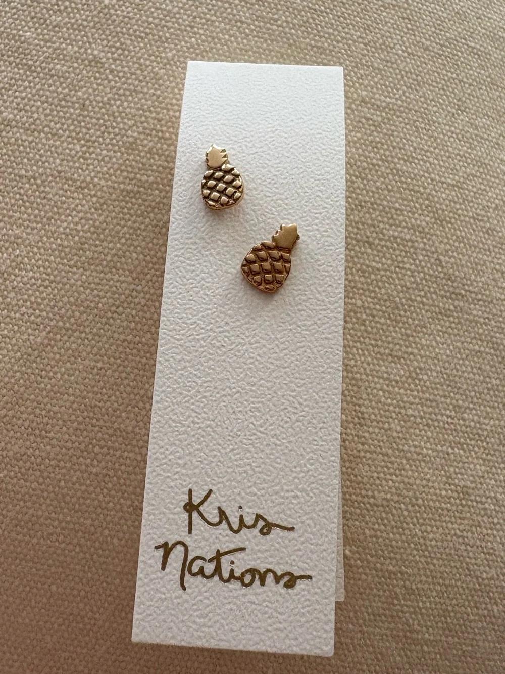 Kris Nations Gold Pineapple Stud Earrings
